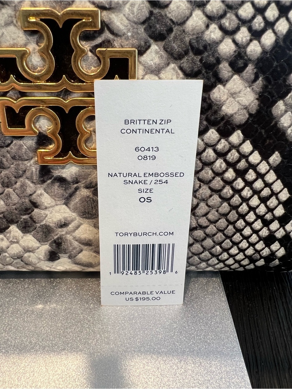 Tory Burch Britten Zip Continental Embossed Snakeskin Wallet - Picture 7 of 7